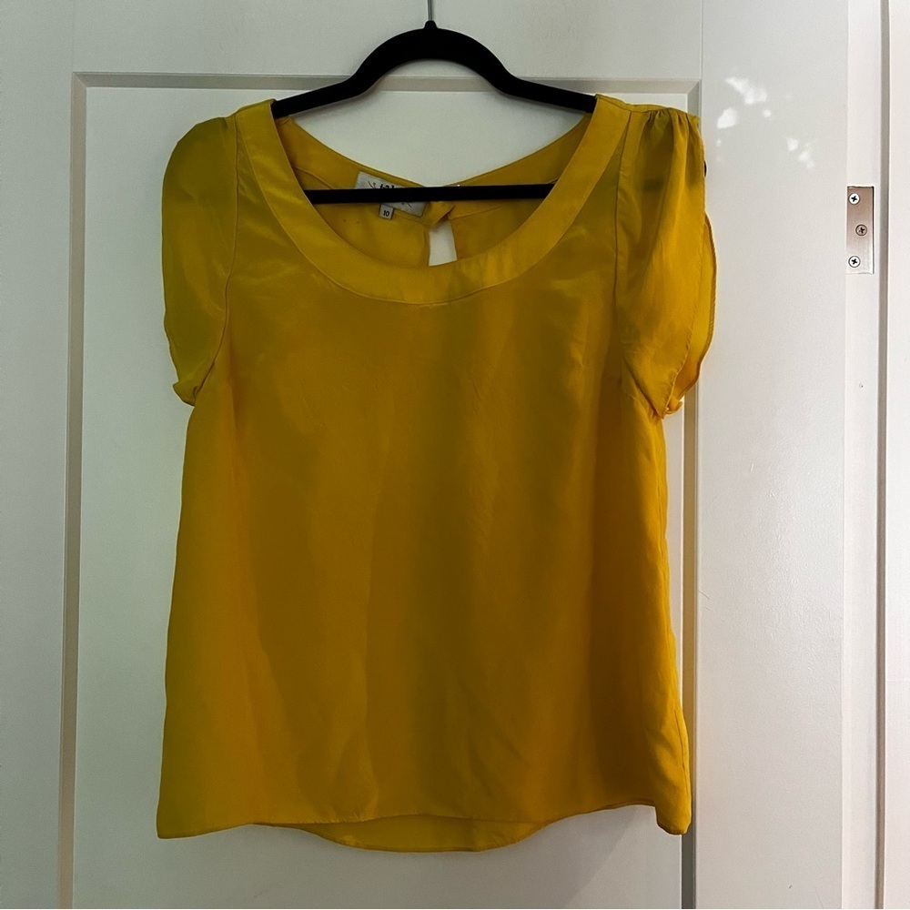 Tibi Yellow Floaty 💯 Silk Blouse